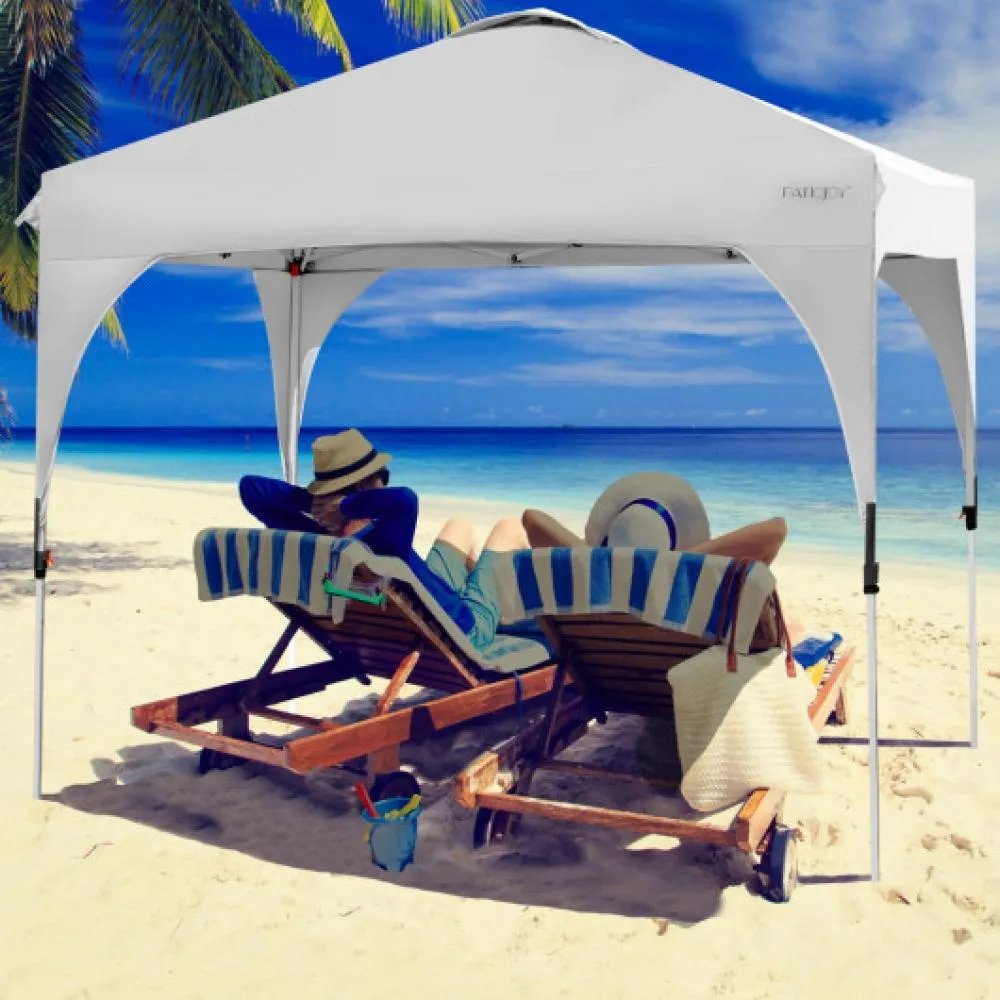 10 x 10 Feet Outdoor Pop-up Camping Canopy Tent with Roller Bag-Gray