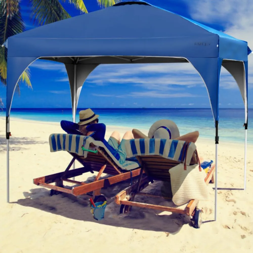 10 x 10 Feet Outdoor Pop-up Camping Canopy Tent with Roller Bag-Gray