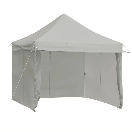 10 x 10 Feet Pop up Gazebo with 4 Height and Adjust Folding Awning-Gray