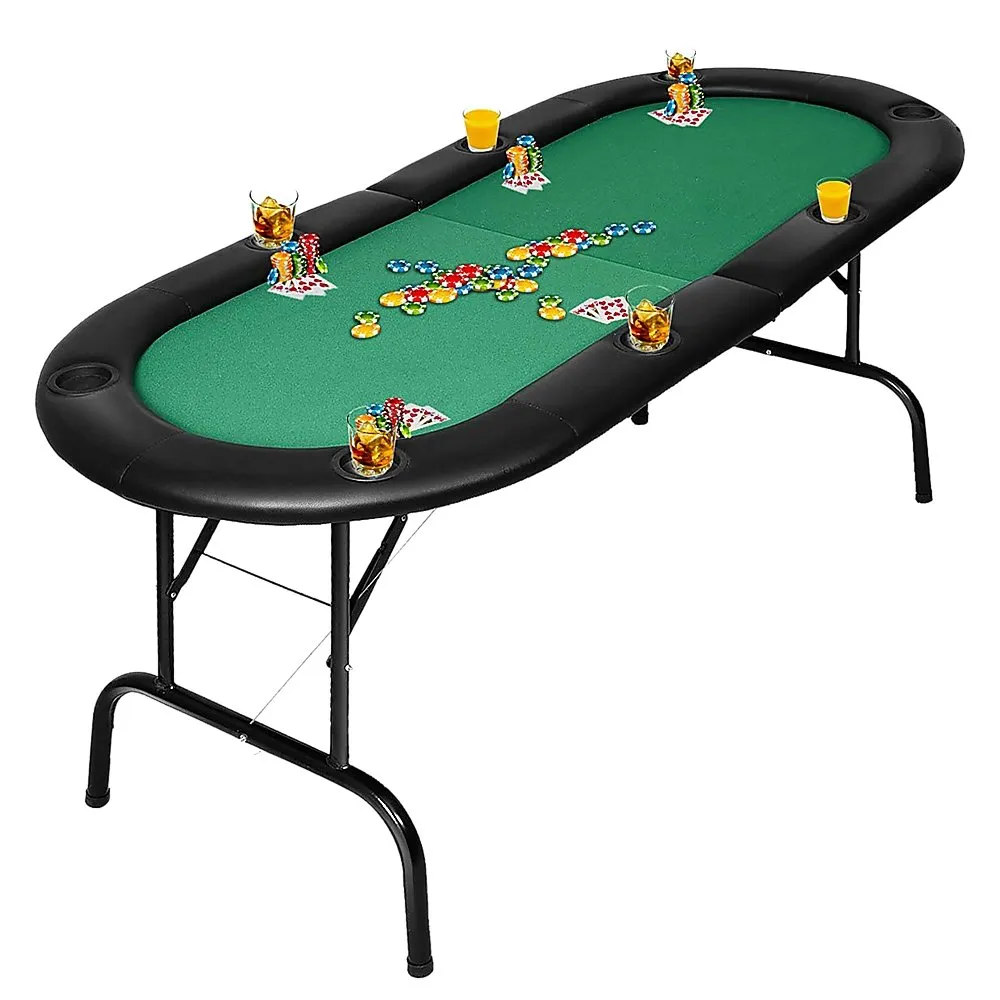 185cm 8 Player Folding Poker Blackjack Table with Cup Holder
