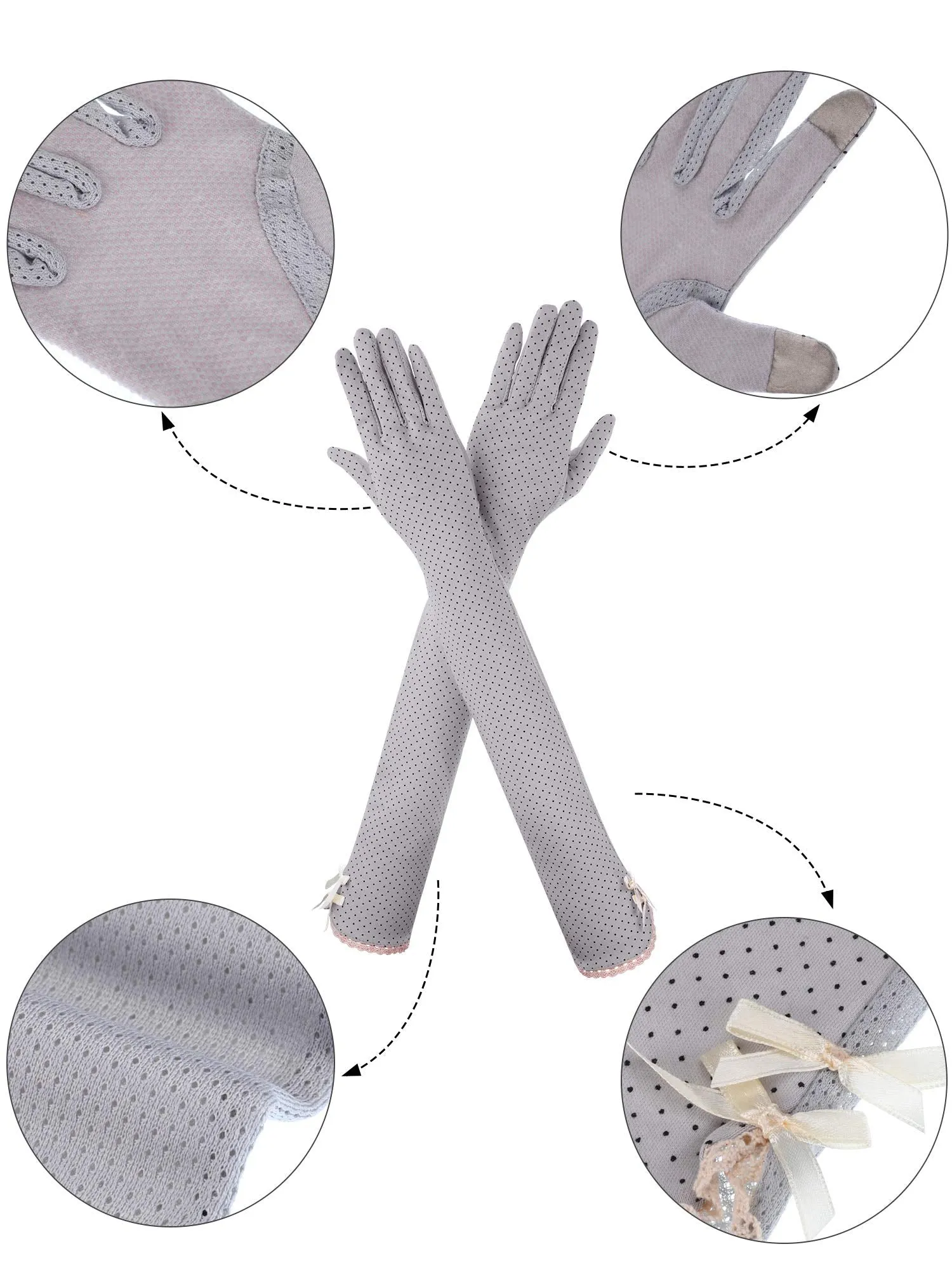 2 Pairs Women UV Sun Protection Driving Gloves Touchscreen Arm Sun Block Gloves for Outdoor Sports Summer Supplies (Color Set 1)