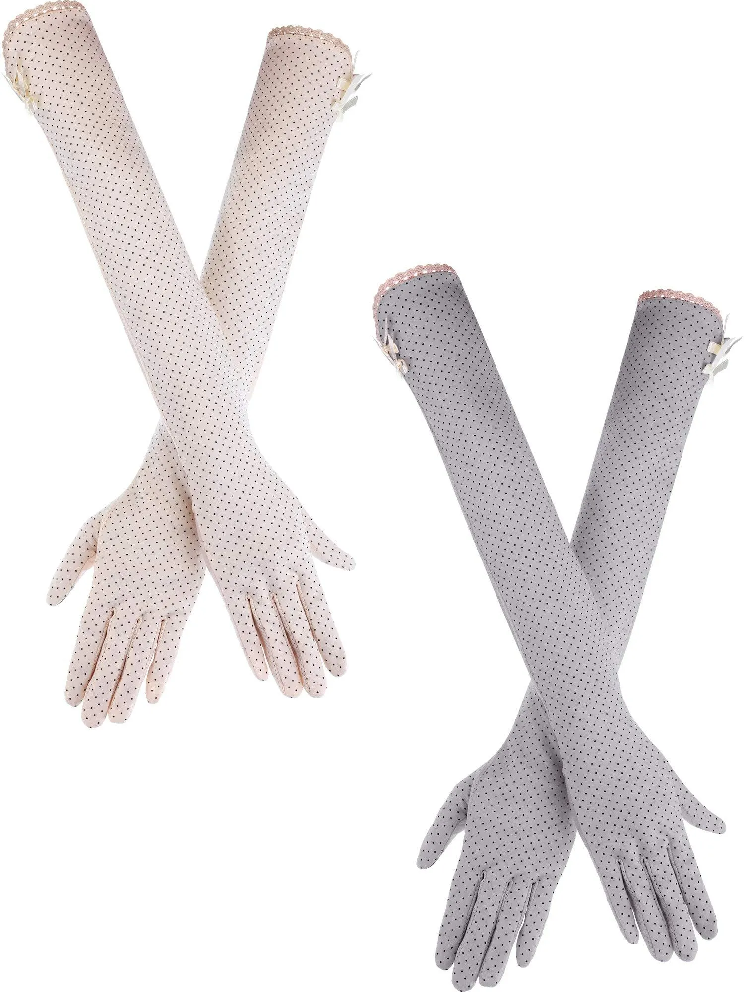 2 Pairs Women UV Sun Protection Driving Gloves Touchscreen Arm Sun Block Gloves for Outdoor Sports Summer Supplies (Color Set 1)