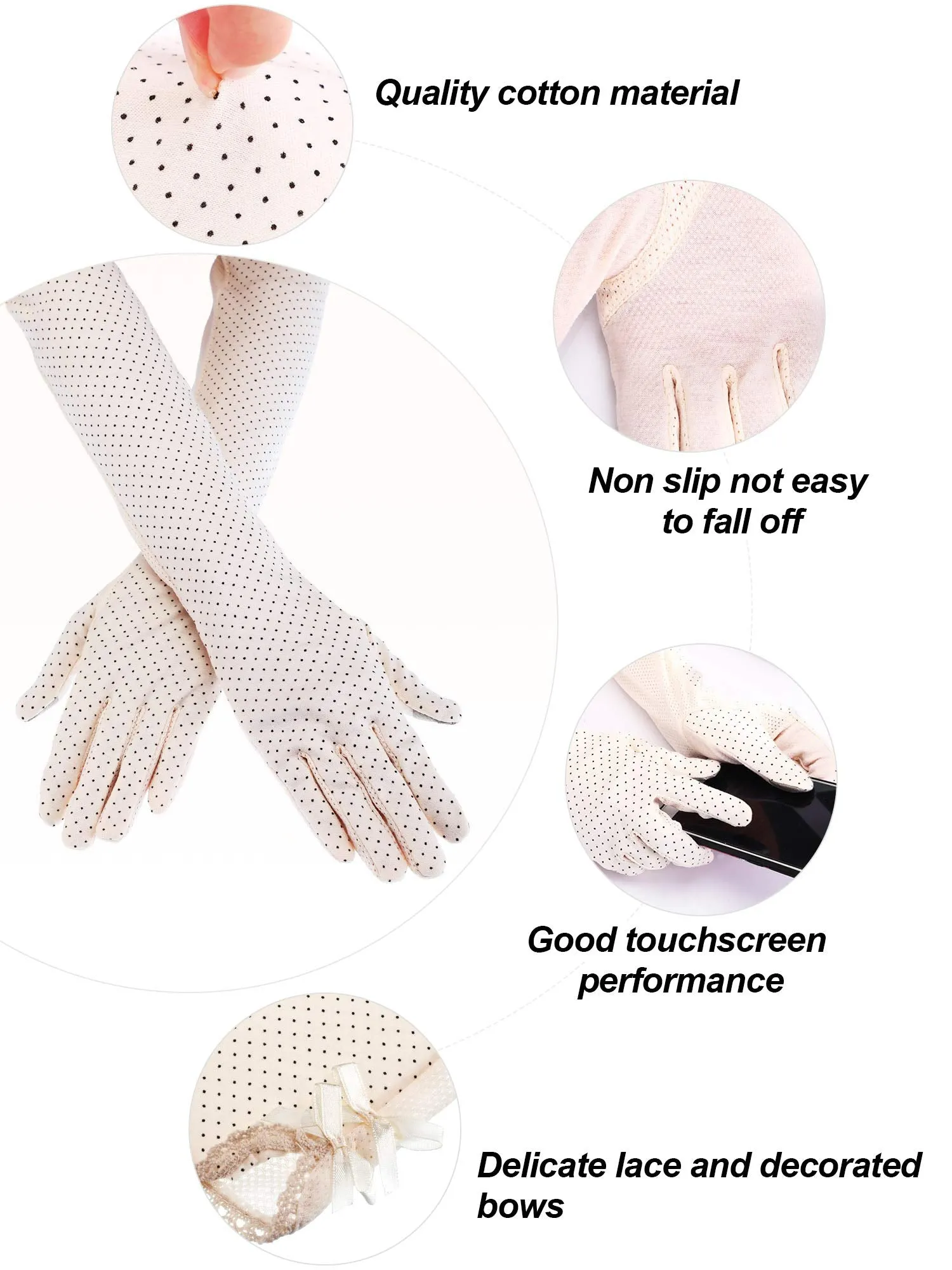 2 Pairs Women UV Sun Protection Driving Gloves Touchscreen Arm Sun Block Gloves for Outdoor Sports Summer Supplies (Color Set 1)