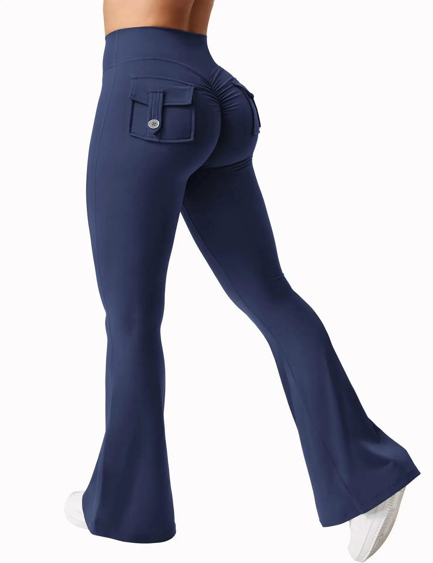2024 Women's High Waist Flare Yoga Leggings – Naked Feel Compression, Stretch Fitness Pants with Pockets