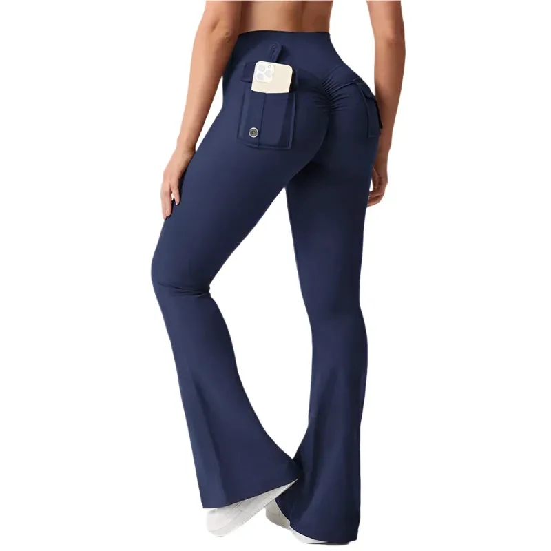 2024 Women's High Waist Flare Yoga Leggings – Naked Feel Compression, Stretch Fitness Pants with Pockets