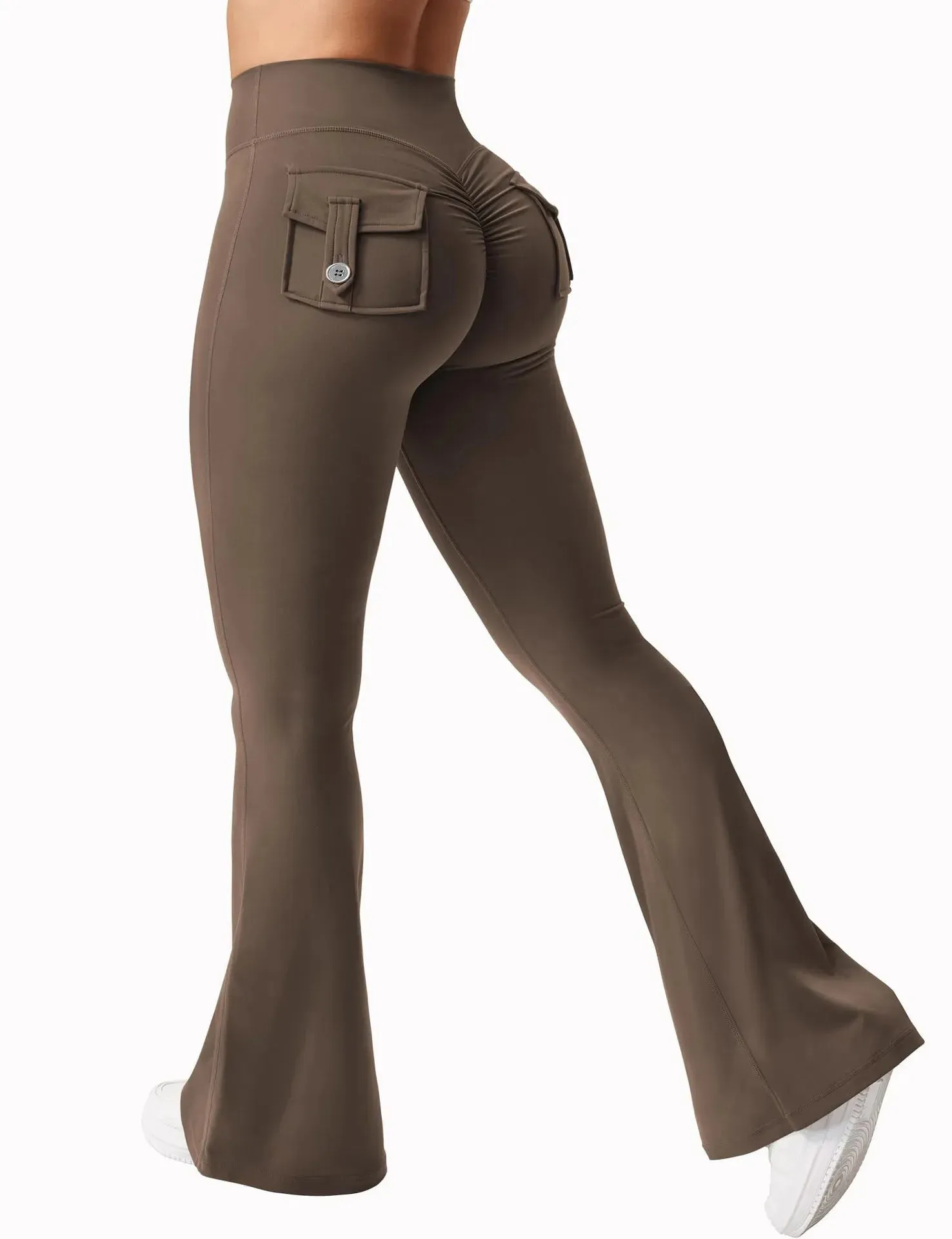 2024 Women's High Waist Flare Yoga Leggings – Naked Feel Compression, Stretch Fitness Pants with Pockets