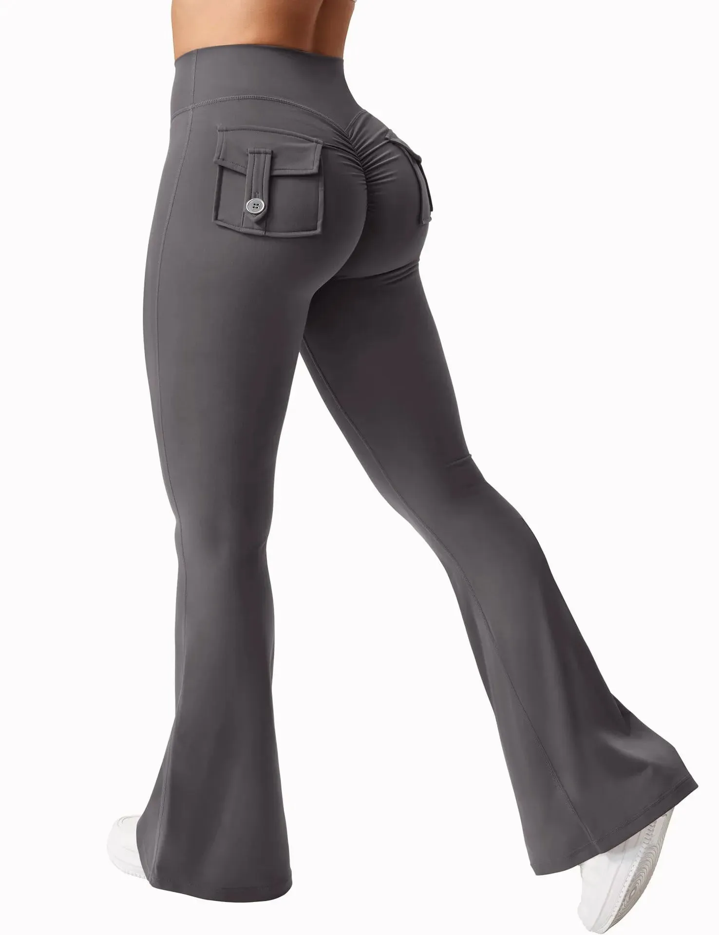 2024 Women's High Waist Flare Yoga Leggings – Naked Feel Compression, Stretch Fitness Pants with Pockets