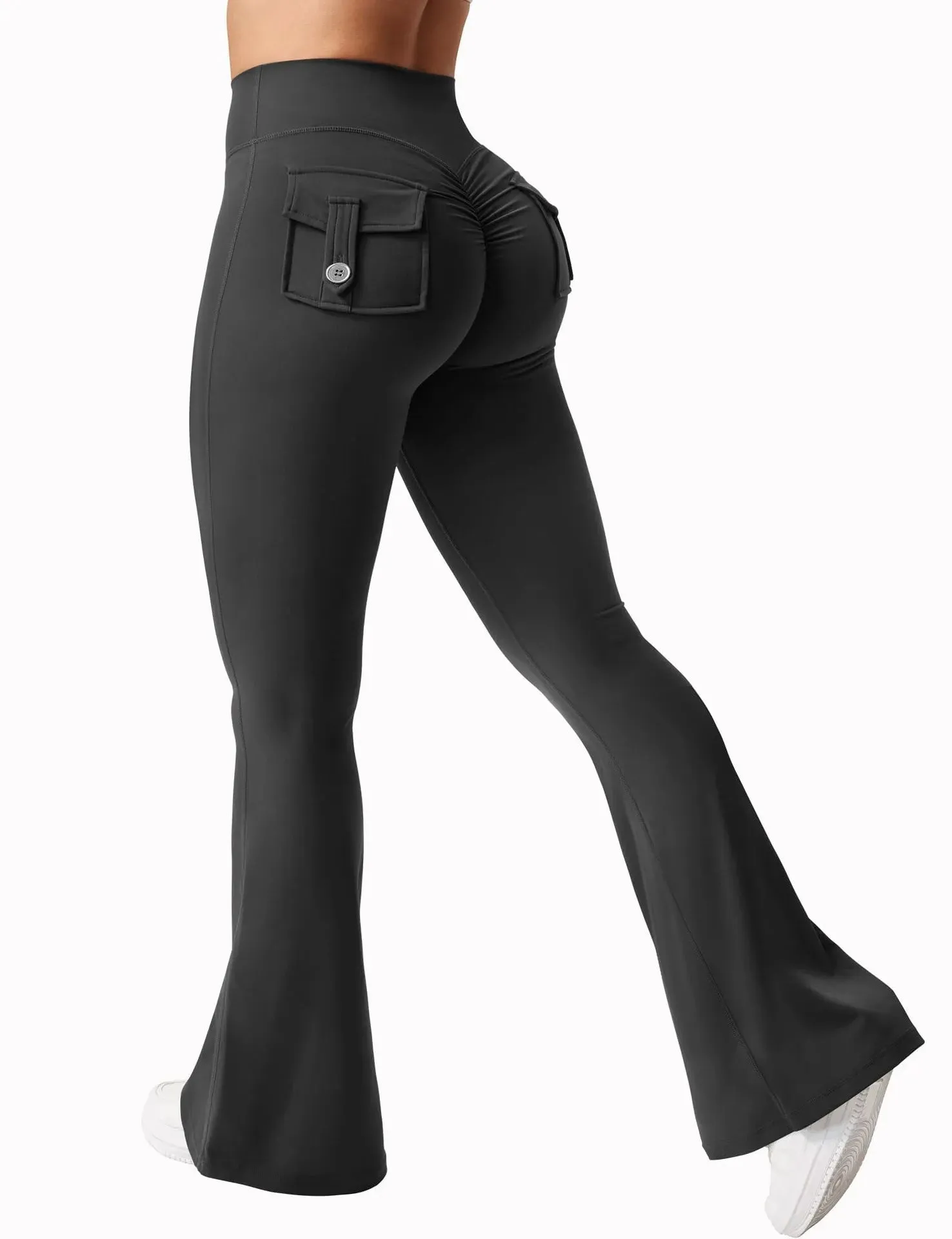 2024 Women's High Waist Flare Yoga Leggings – Naked Feel Compression, Stretch Fitness Pants with Pockets