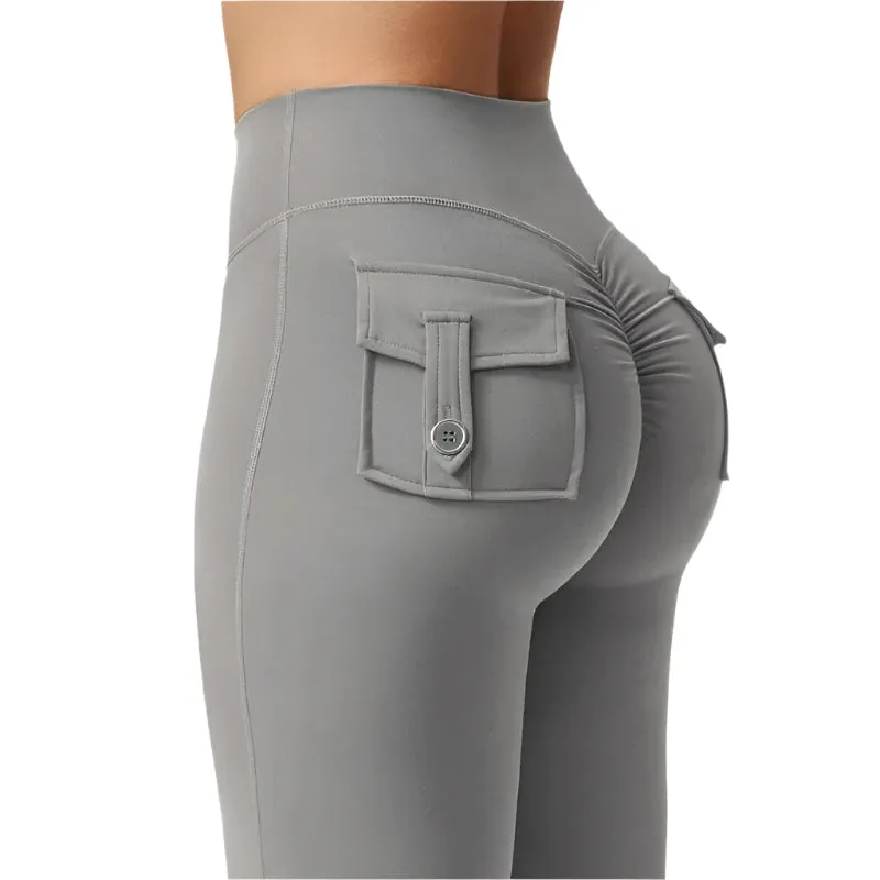 2024 Women's High Waist Flare Yoga Leggings – Naked Feel Compression, Stretch Fitness Pants with Pockets