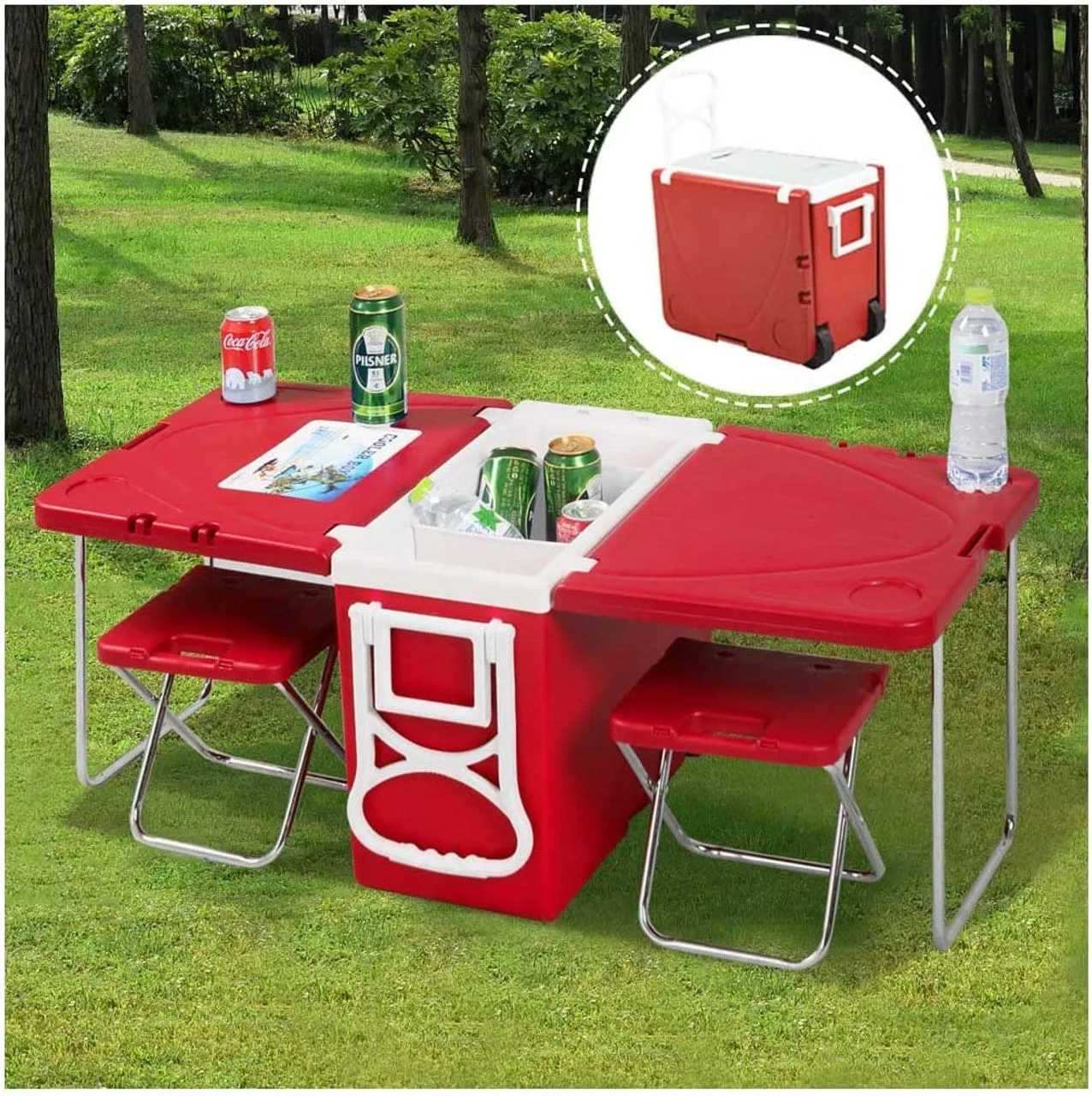 28 Liter Cooler Box Folding Table Chair Set Coola-Box28 Red
