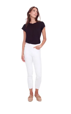 68108 White Back Slit Ankle Stretch Pant