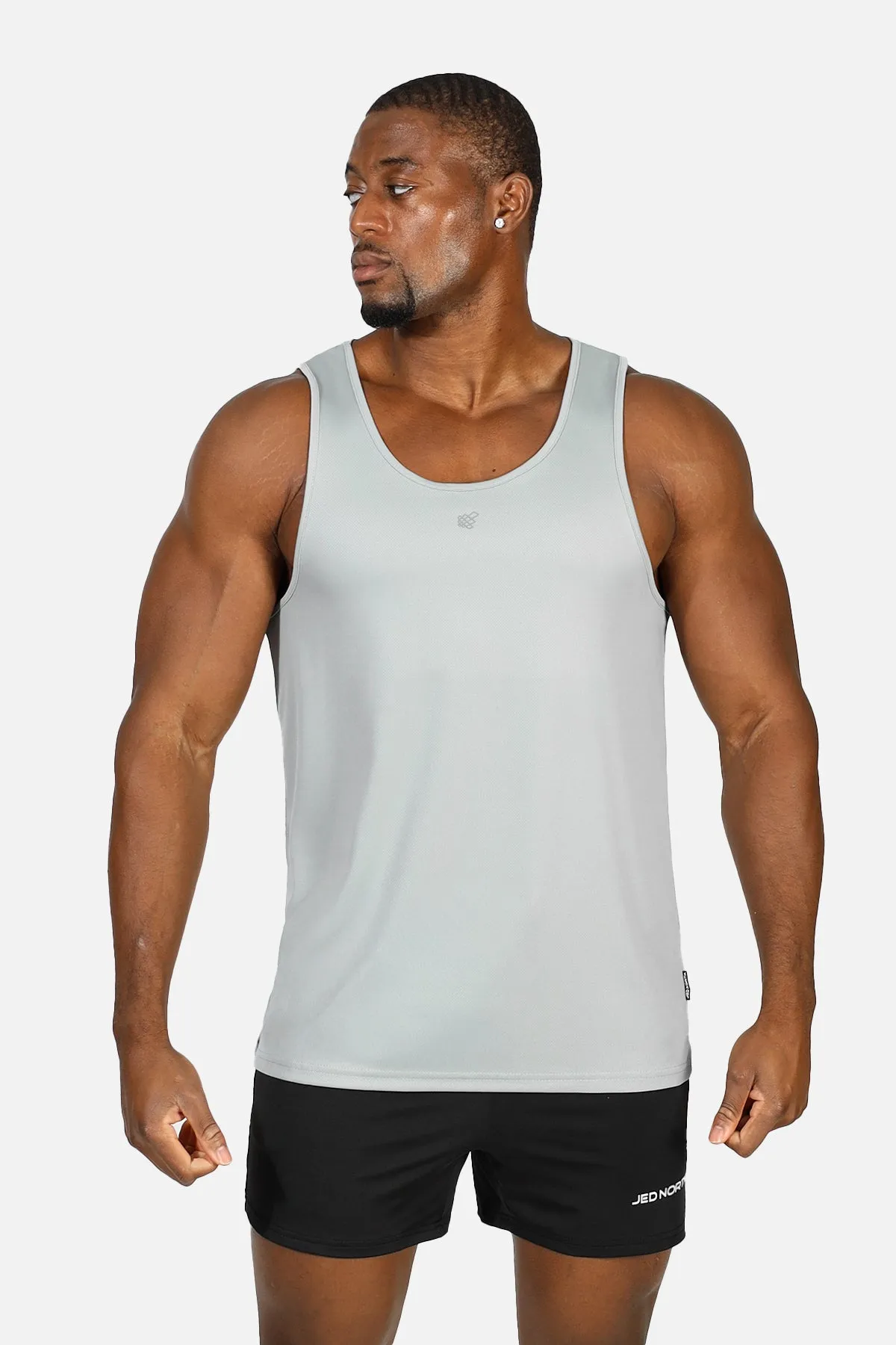Alpha Microfiber Fast-Dry Gym Tank Top - Polar Silver