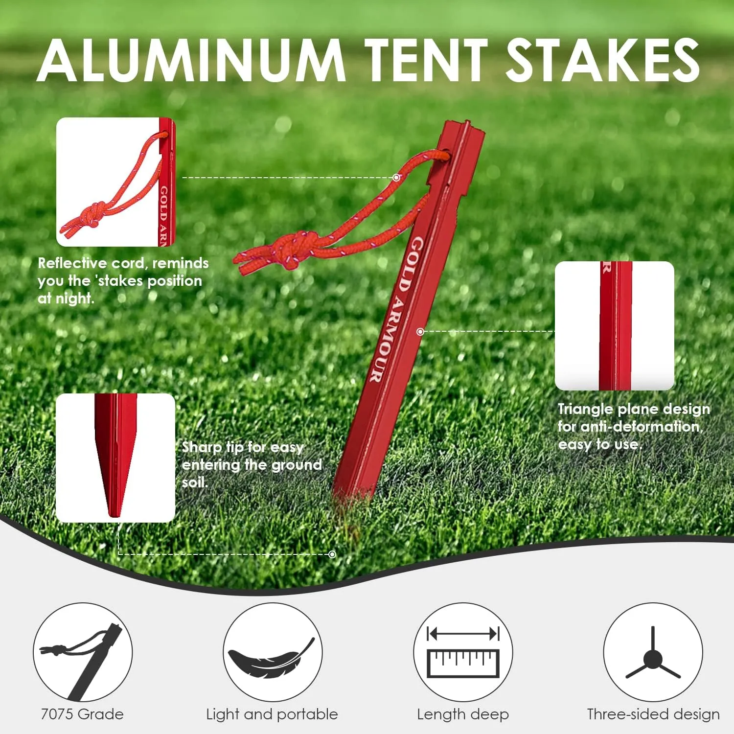Aluminum Tent Stakes, 12-Pack