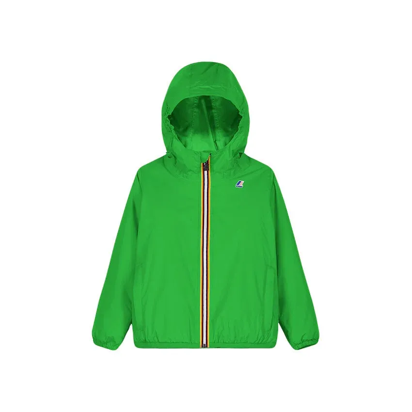 CLAUDE - KIDS PACKABLE FULL ZIP RAIN JACKET IN GREEN FLUO