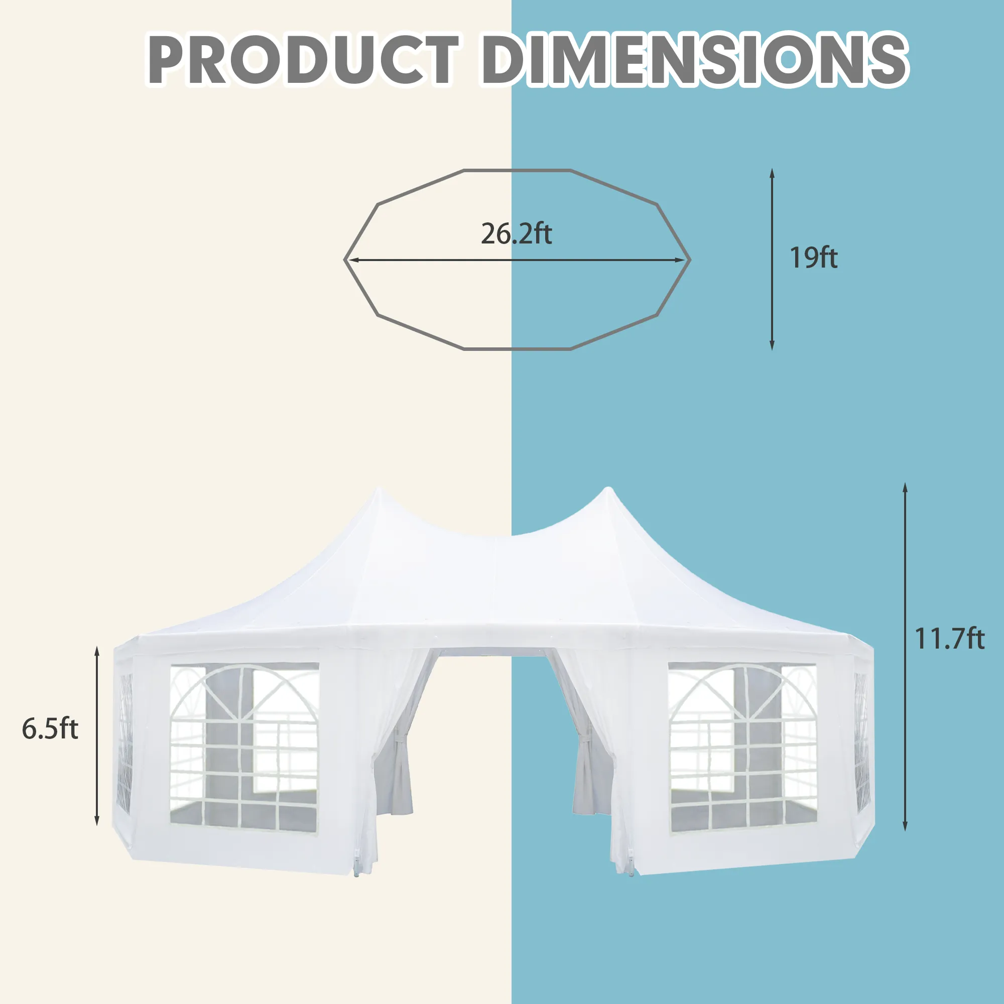 EROMMY 26X19 Heavy Duty Outdoor Canopy Tent