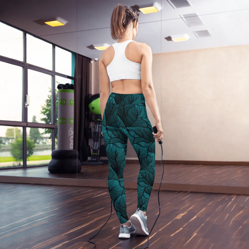 Exotic leaves yoga pants - for nature yogis <3