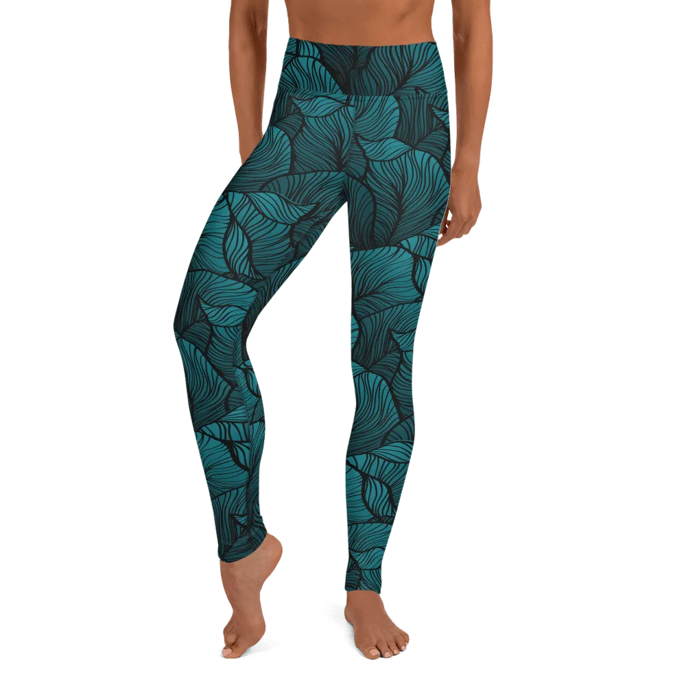 Exotic leaves yoga pants - for nature yogis <3