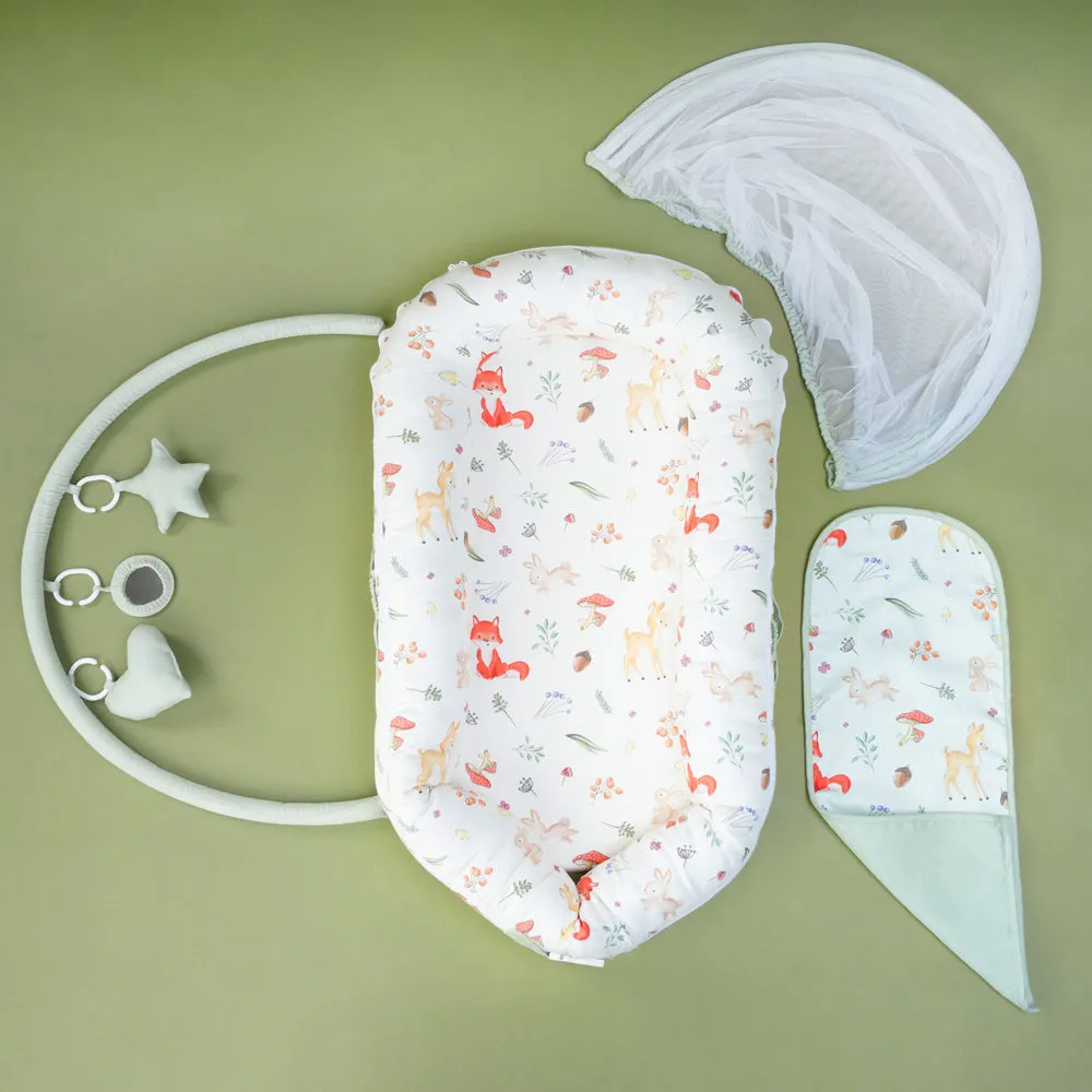 Fancy Fluff Organic Baby Cocoon -  Woodland
