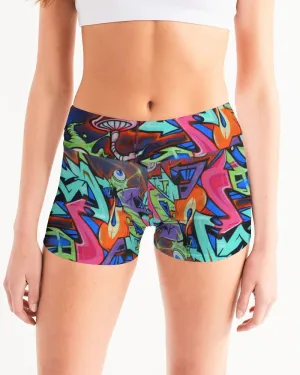 GRAFFITI Women's Mid-Rise Yoga Shorts