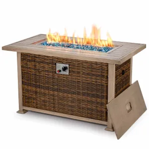 Homrest 50,000 BTU Propane Fire Pit Table, Aluminum Hand-Painted Table Top, Brown