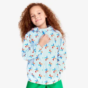 Kids packable windbreaker in pinwheels