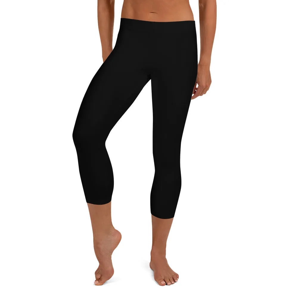 Kuahiwi Mountain Peak Style Samoan Polynesian Tattoo Pattern Print Crop / Capri Leggings with or without Hibiscus Flower