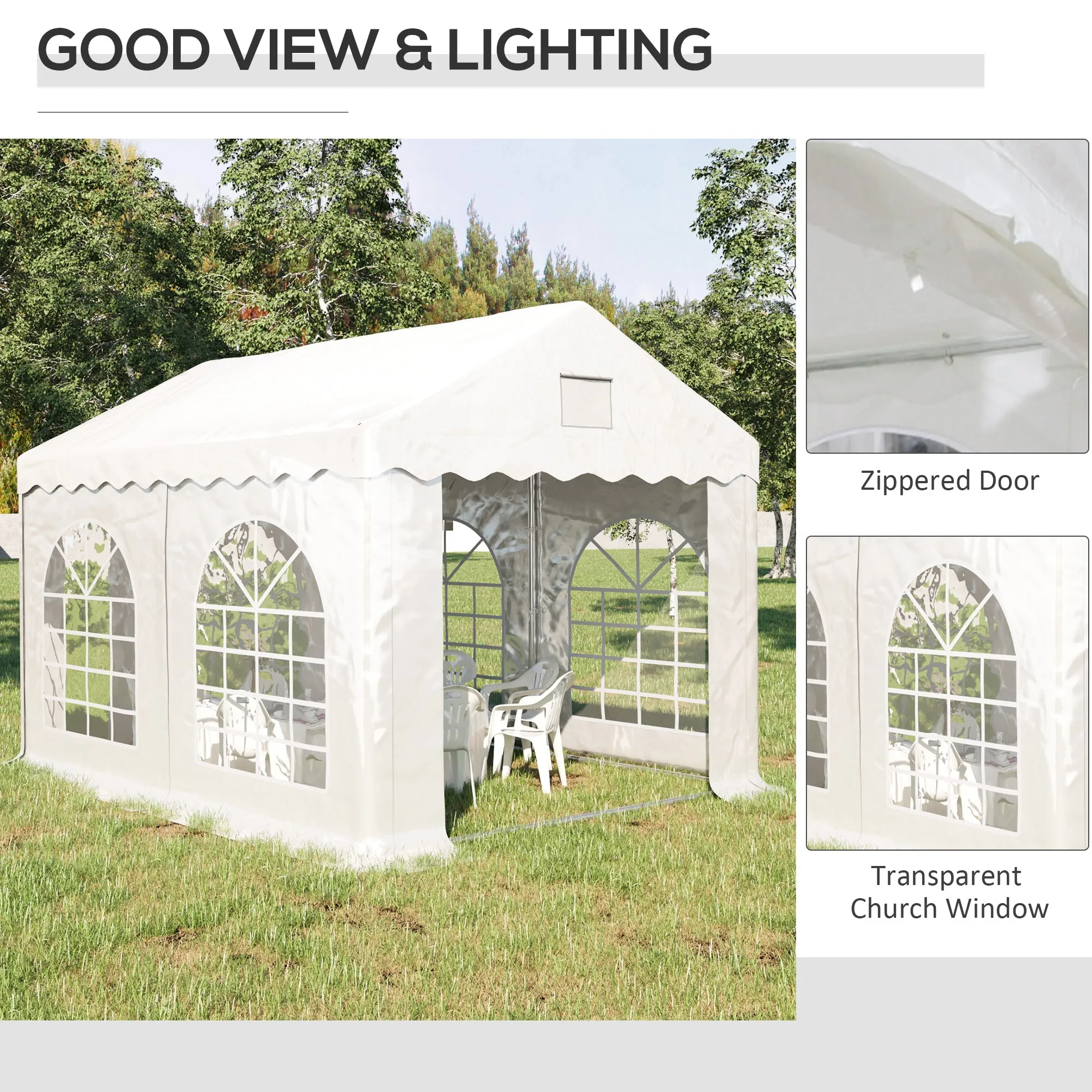 Outsunny 4 x 3 m Patio Garden Party Canopy, BBQ, Camping Gazebo Trent for Garden