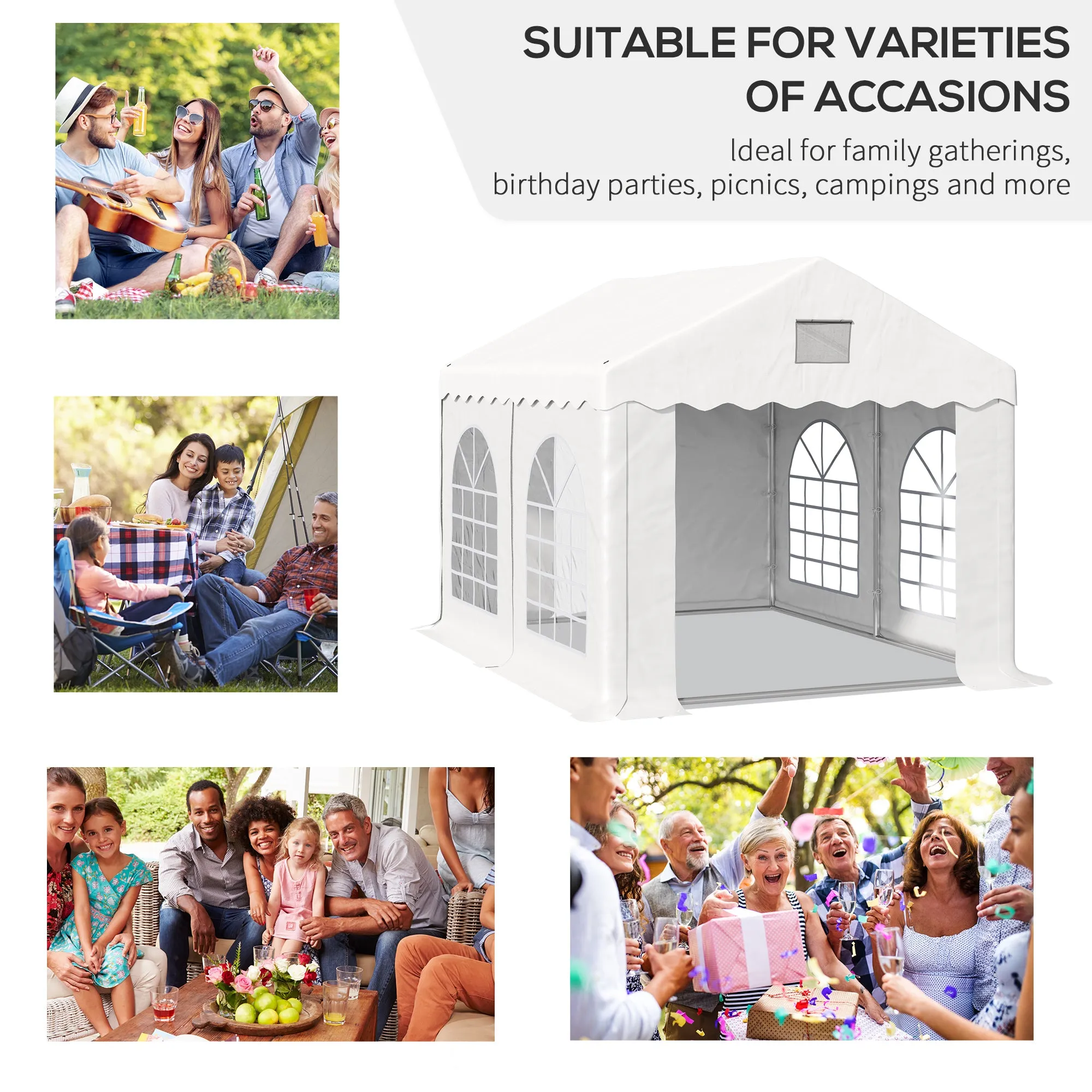 Outsunny 4 x 3 m Patio Garden Party Canopy, BBQ, Camping Gazebo Trent for Garden