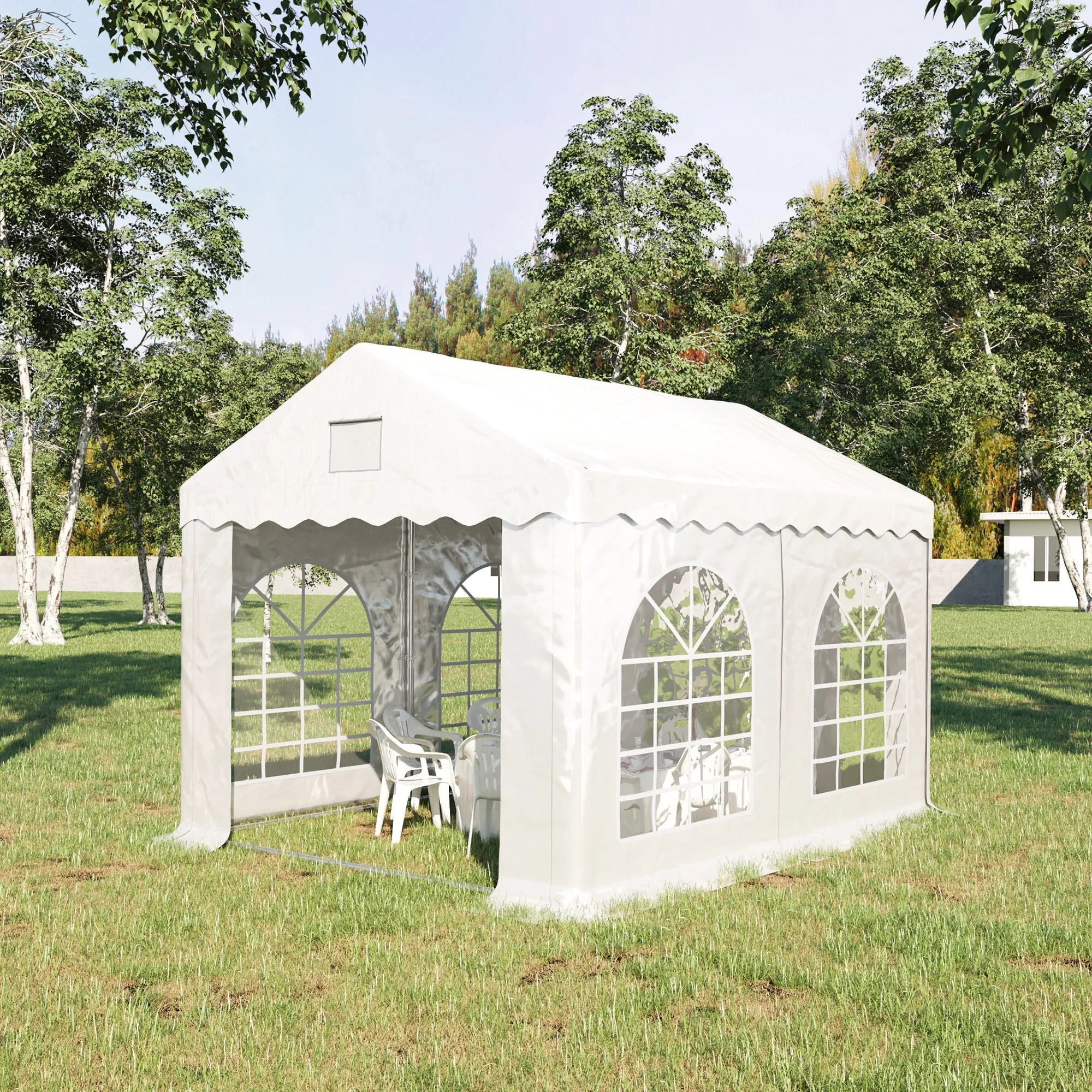 Outsunny 4 x 3 m Patio Garden Party Canopy, BBQ, Camping Gazebo Trent for Garden