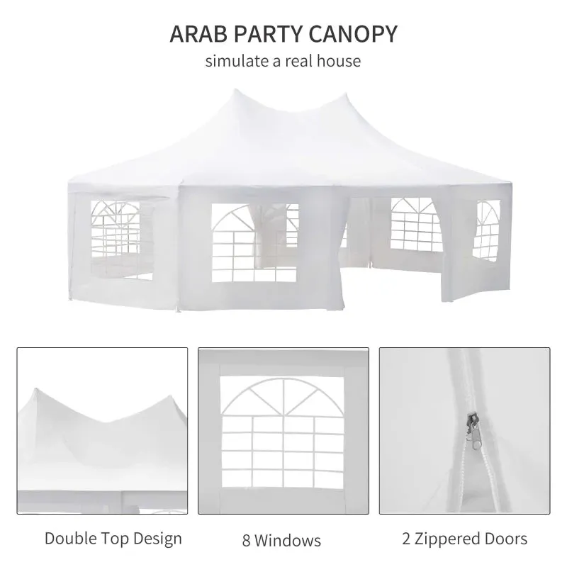 Outsunny White Octagonal Part Gazebo / Wedding Marquee 8.9m x 6.5m