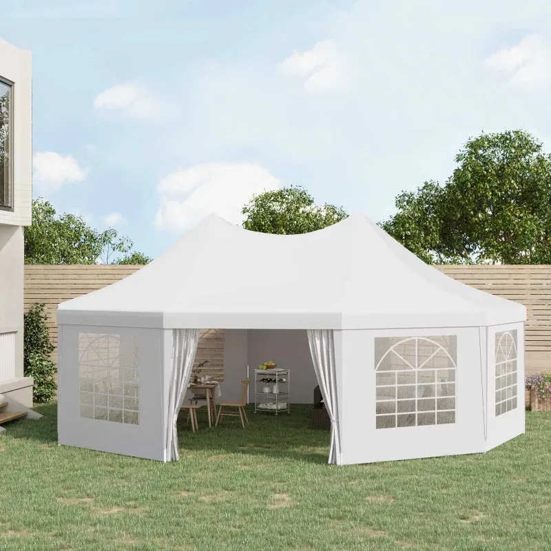 Outsunny White Octagonal Part Gazebo / Wedding Marquee 8.9m x 6.5m