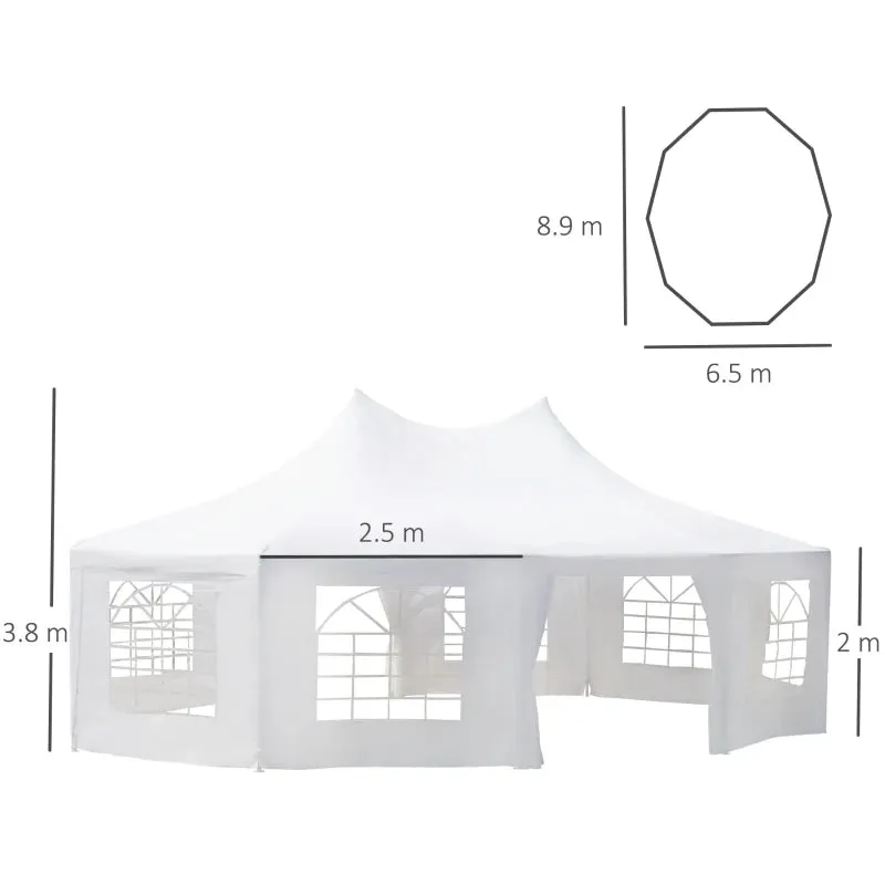 Outsunny White Octagonal Part Gazebo / Wedding Marquee 8.9m x 6.5m