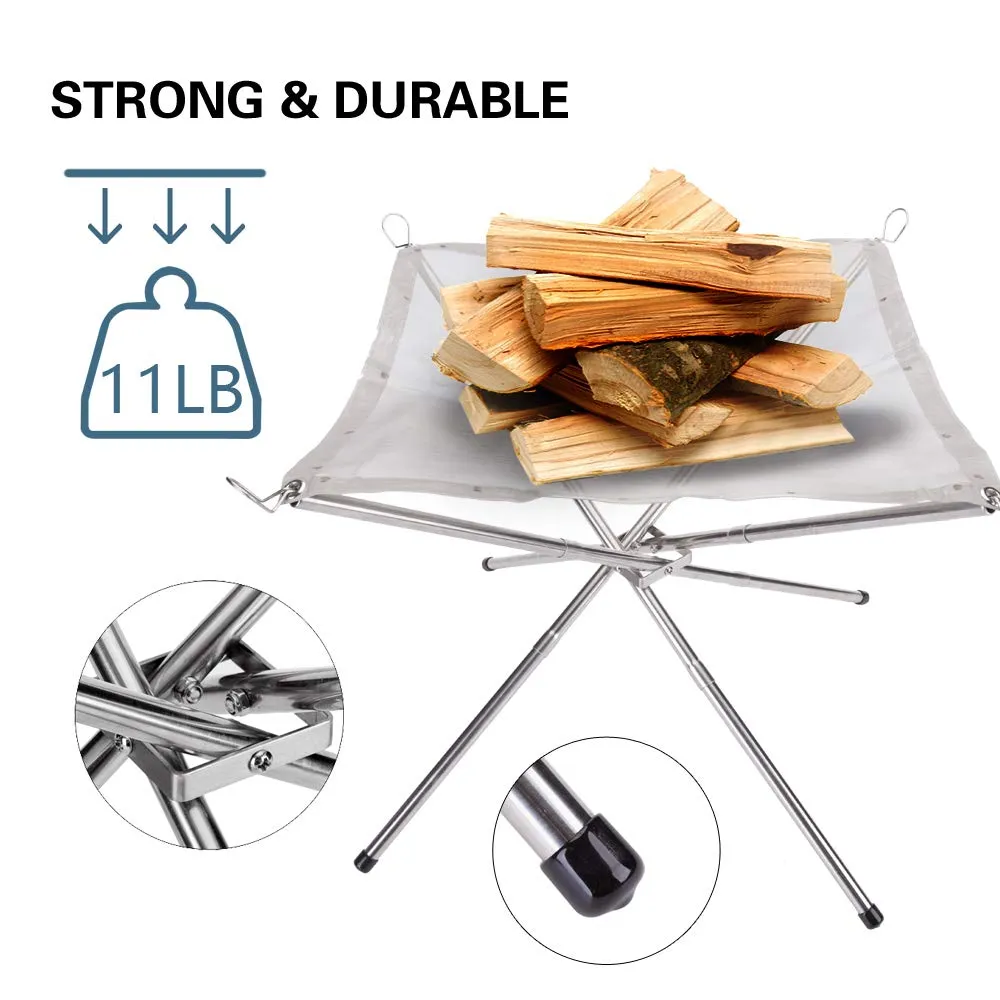 Portable And Foldable Stainless Steel Camping Collapsible Mesh Fire Pit 1831300