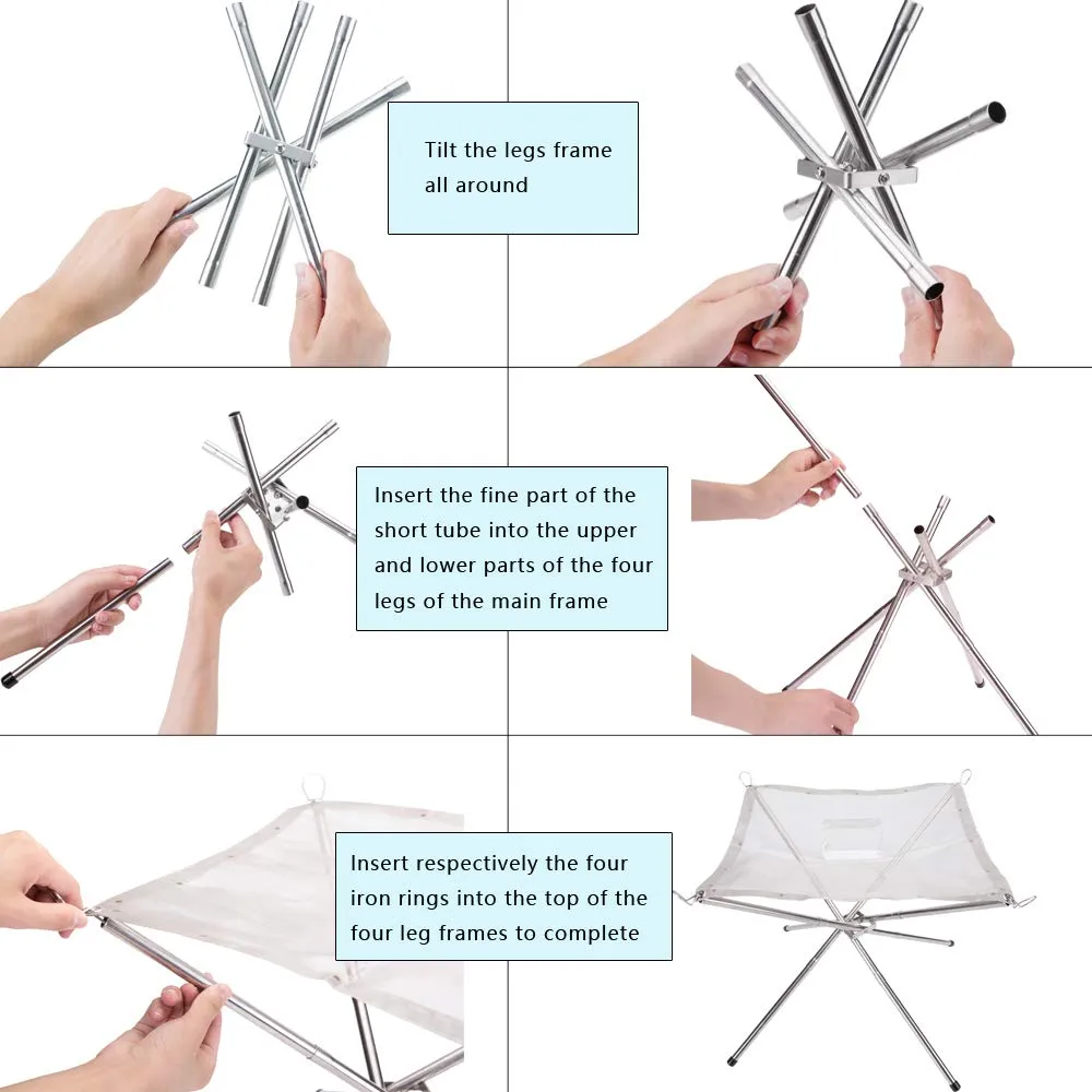 Portable And Foldable Stainless Steel Camping Collapsible Mesh Fire Pit 1831300