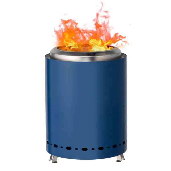 Portable Smokeless Fire Pit – 7.1" Blue Stainless Steel Outdoor Fire Pit for Camping & Patio