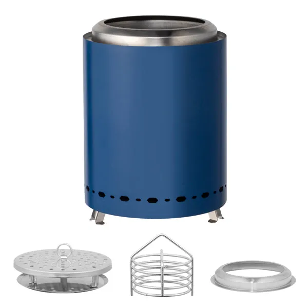 Portable Smokeless Fire Pit – 7.1" Blue Stainless Steel Outdoor Fire Pit for Camping & Patio