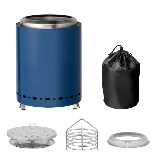 Portable Smokeless Fire Pit – 7.1" Blue Stainless Steel Outdoor Fire Pit for Camping & Patio