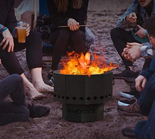 Smokeless Fire Pit for Outdoor Wood Pellet Burning Spark Bowl with Portable Carrying Bag, Firepit Grill of Fireplace Stove for Picnic Camping Cooking on Beach - M