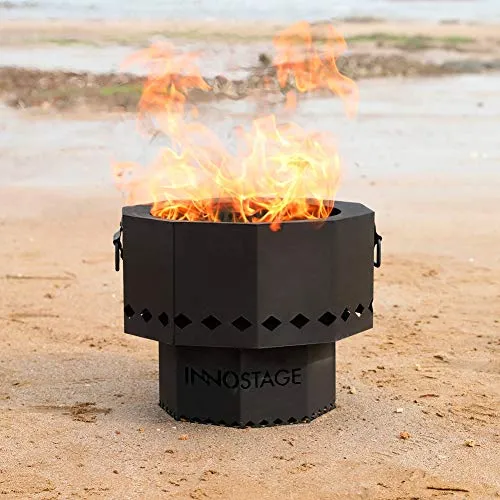 Smokeless Fire Pit for Outdoor Wood Pellet Burning Spark Bowl with Portable Carrying Bag, Firepit Grill of Fireplace Stove for Picnic Camping Cooking on Beach - M