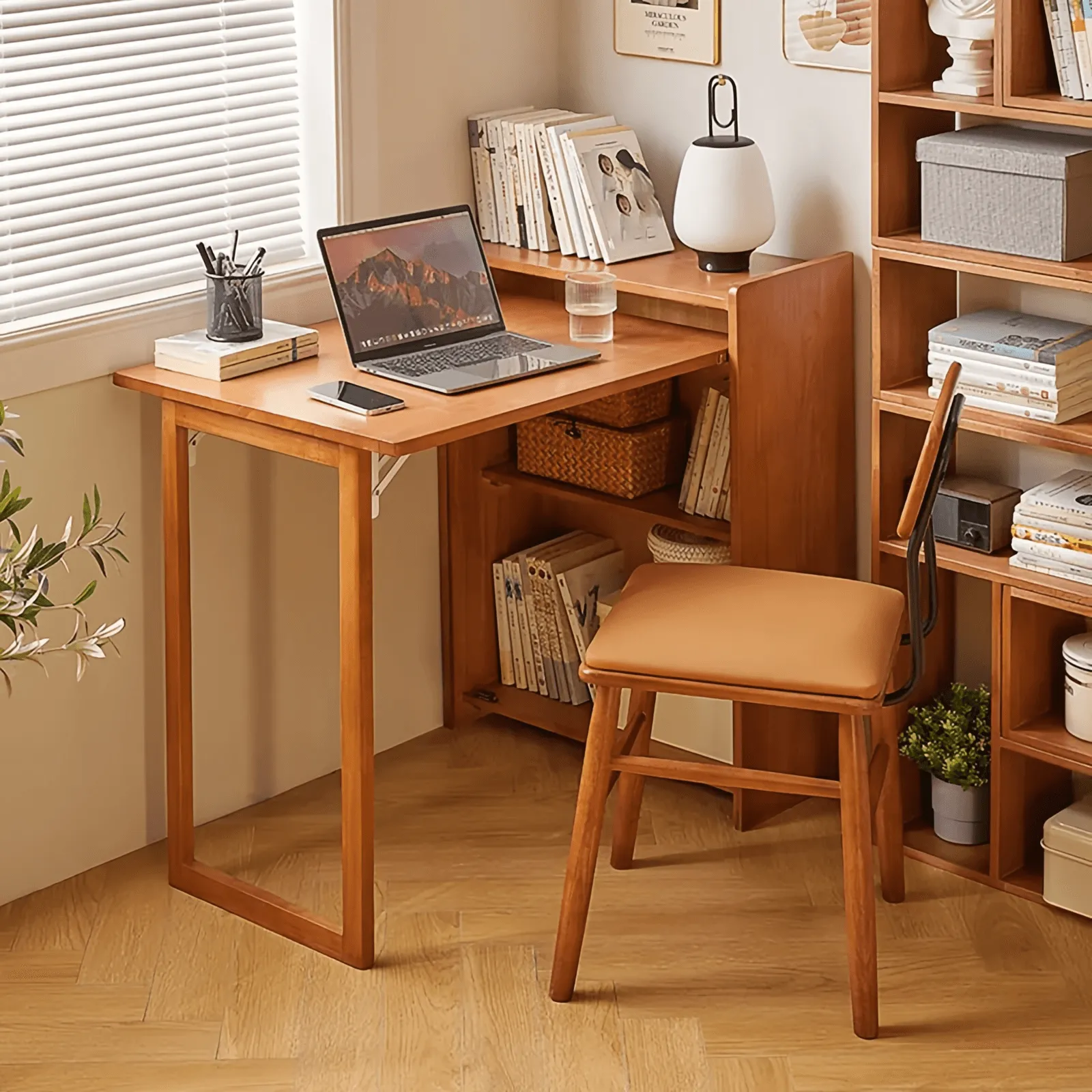 Square Fold Out Table Collapsible Table Wooden Foldable Desk Folding Side Table
