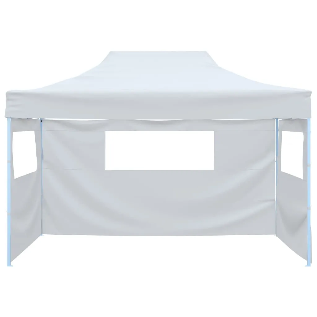 vidaXL Foldable Patry Tent with 3 Sidewalls 3x4.5 m White