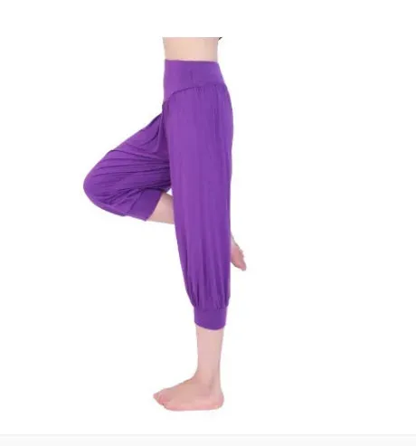 Women’s Modal Yoga Pants - Calf-Length Belly Dance Trousers, Summer Solid Color Workout Pants