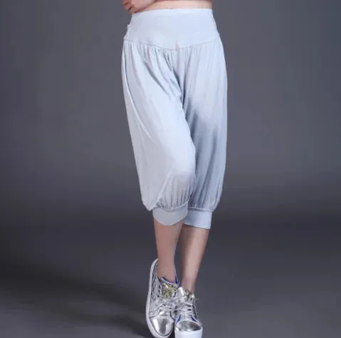 Women’s Modal Yoga Pants - Calf-Length Belly Dance Trousers, Summer Solid Color Workout Pants