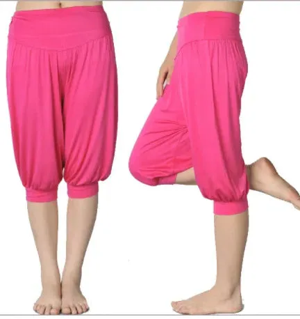 Women’s Modal Yoga Pants - Calf-Length Belly Dance Trousers, Summer Solid Color Workout Pants