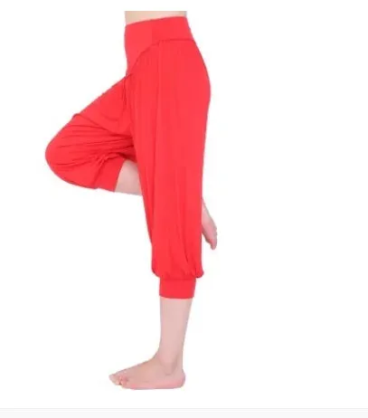 Women’s Modal Yoga Pants - Calf-Length Belly Dance Trousers, Summer Solid Color Workout Pants