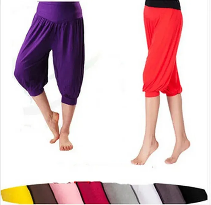 Women’s Modal Yoga Pants - Calf-Length Belly Dance Trousers, Summer Solid Color Workout Pants